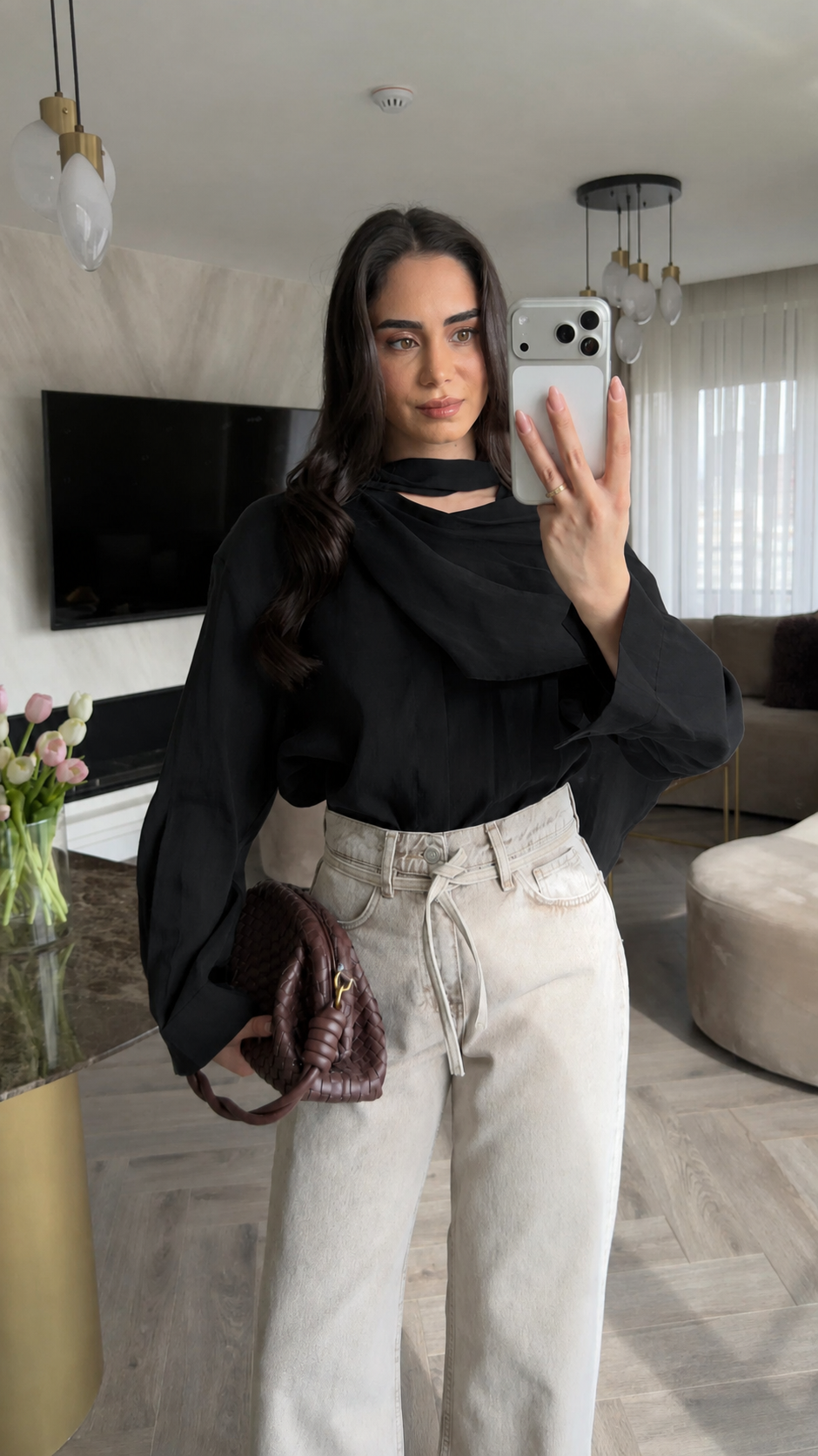 Voile shirt with scarf details