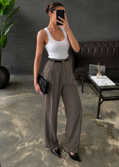 Wide Leg trouser  - Dark Taupe