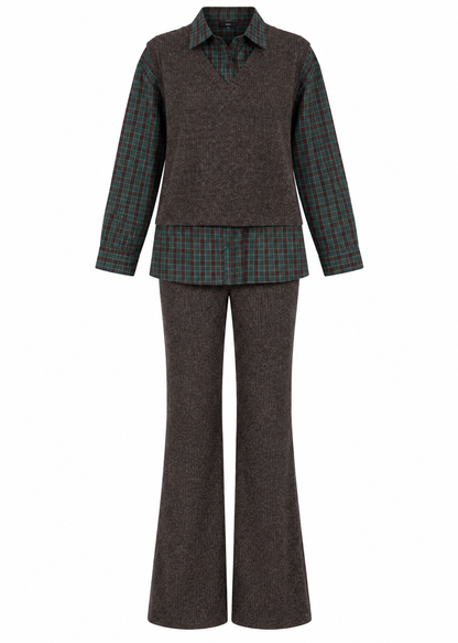 Shirt Detailed Knitted Trouser Set