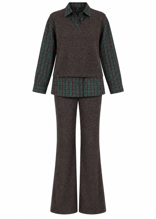 Shirt Detailed Knitted Trouser Set