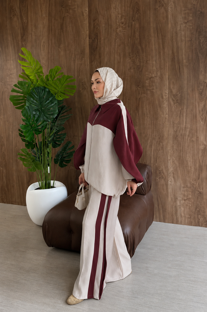 Contrast premium tencel set- burgundy