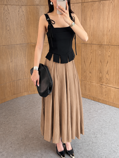 Striped textured fabric hazel Long Skirt