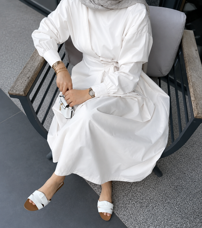 Dress with tied details -white