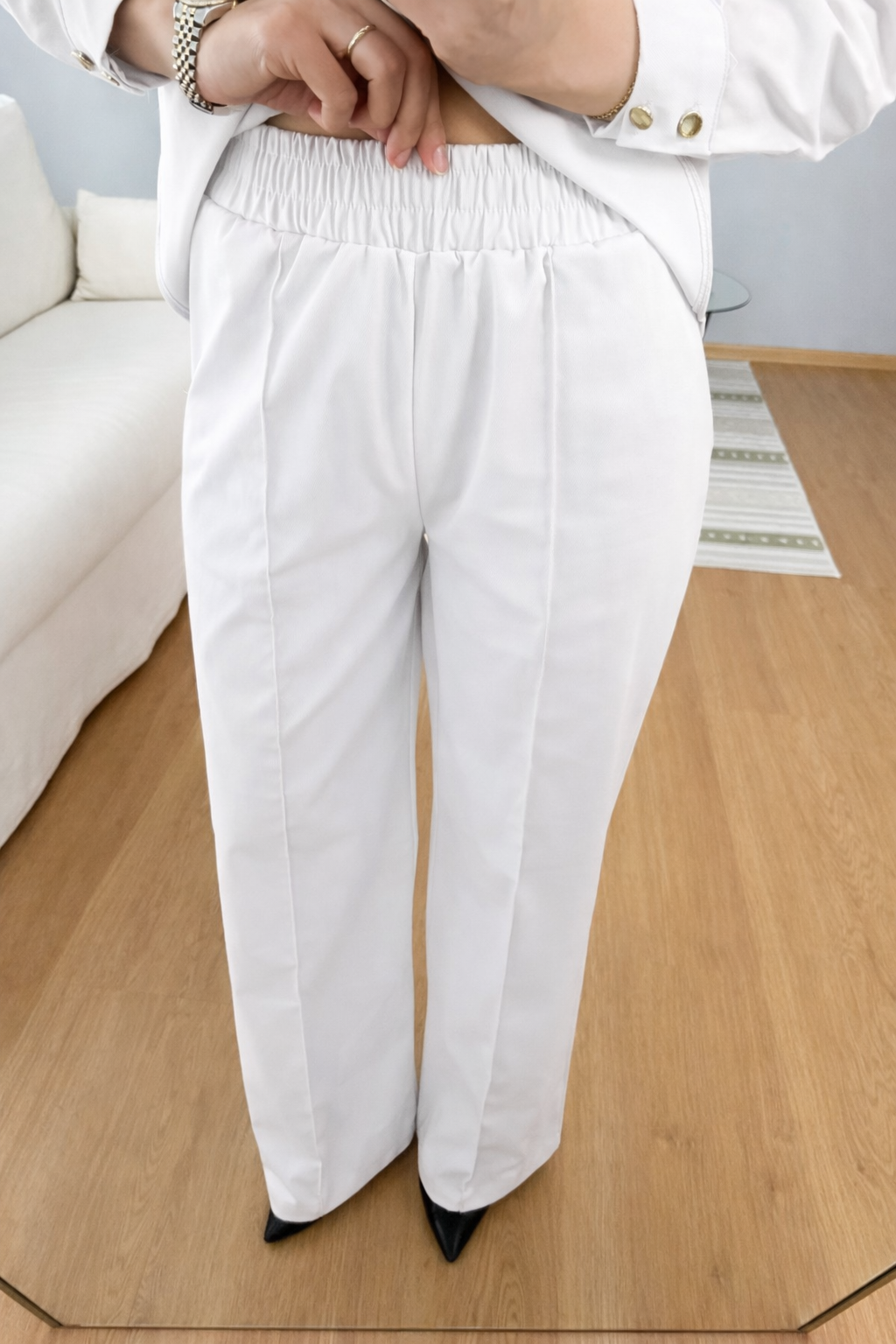 Double Pocket waistband shirt with gold buttons co-ord set