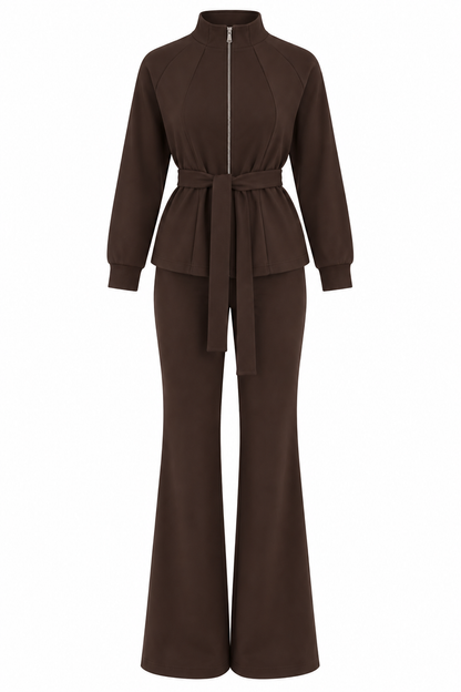 Toledo Tie-Up Jacket with Trouser Set - brown