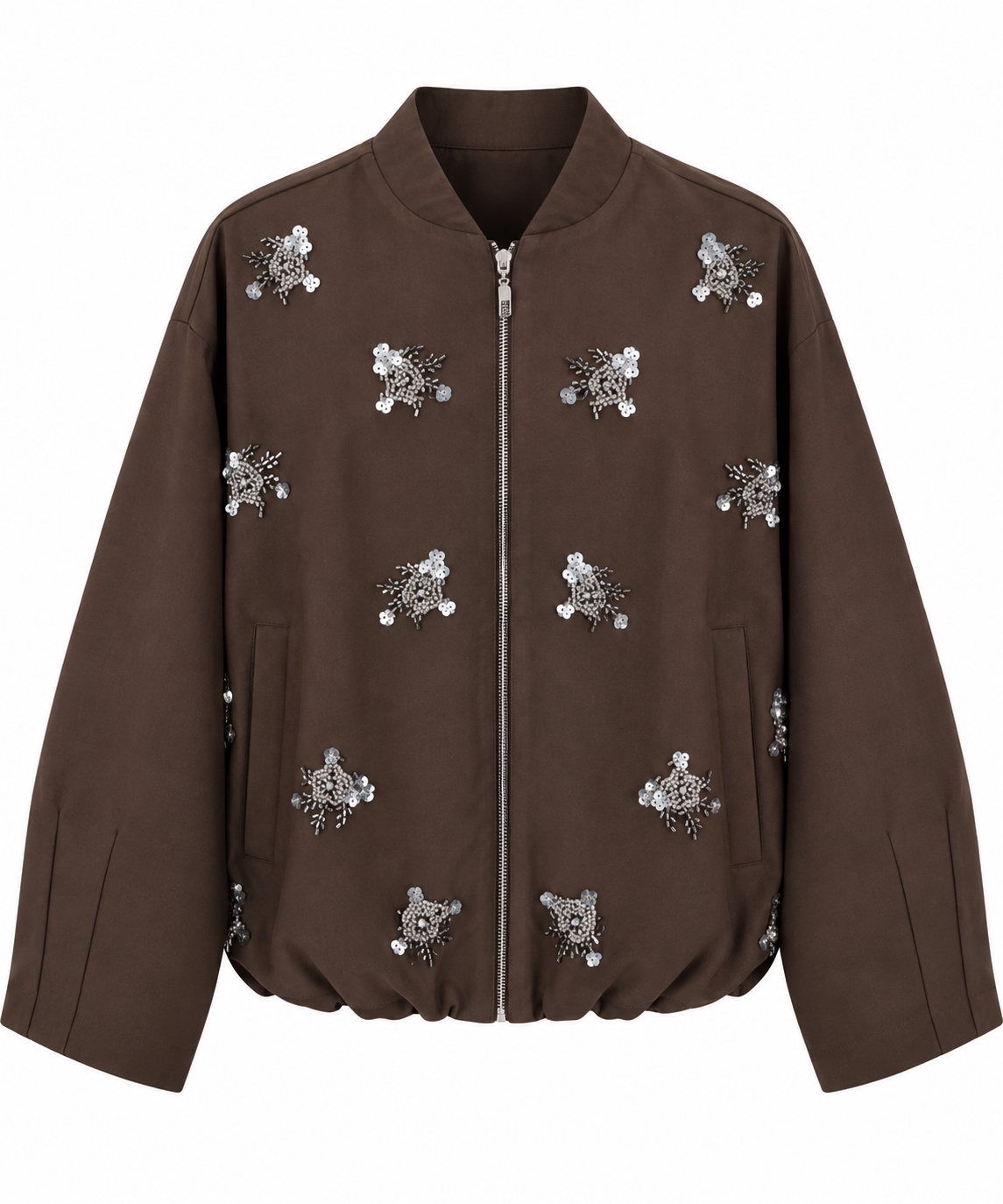 Bomber jacket with stone details - brown