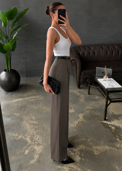 Wide Leg trouser  - Dark Taupe