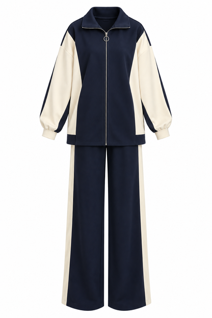 Contrast Oysho fabric tracksuit- navy blue