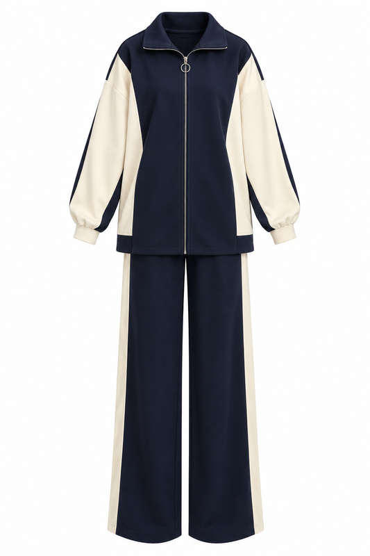 Contrast Oysho fabric tracksuit- navy blue