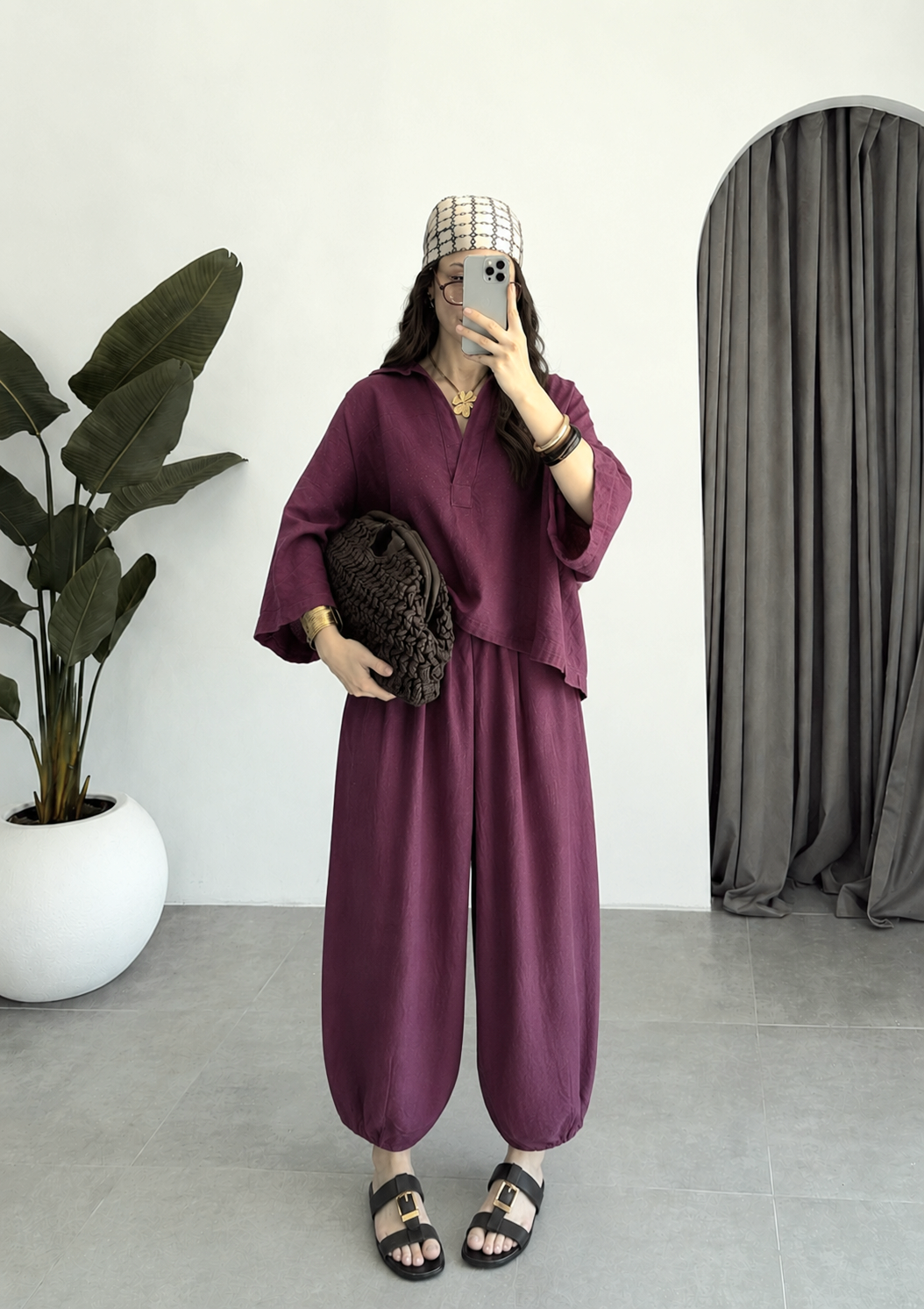 Oysho model linen co-ord set