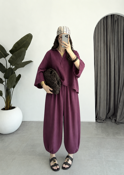 Oysho model linen co-ord set