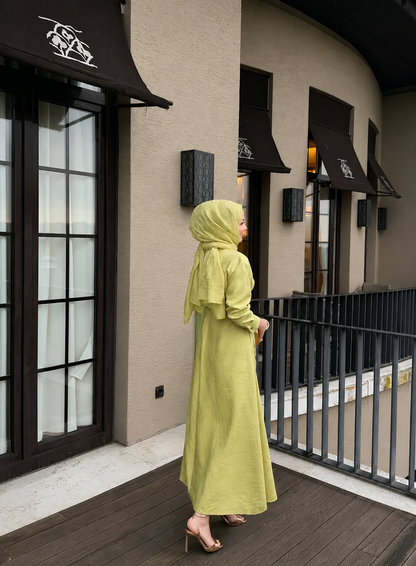 Wrap Dress in Cupro Fabric with Gold Buttons