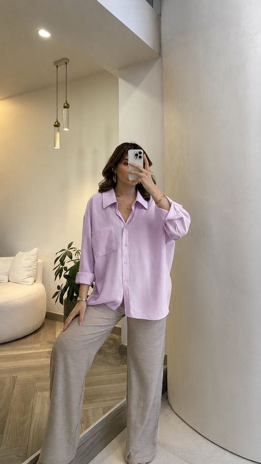 Modal fabric oversized shirt- light purple