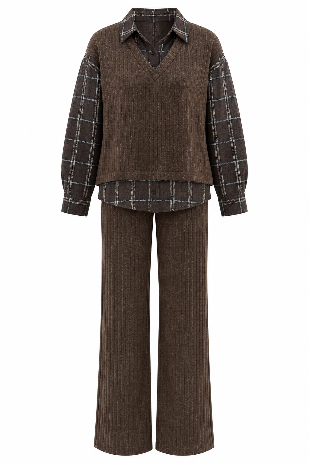 Shirt Detailed Knitted Trouser Set