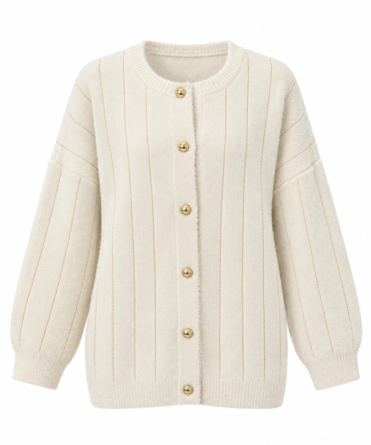 BUTTON DETAIL GLITTER CARDIGAN-off white