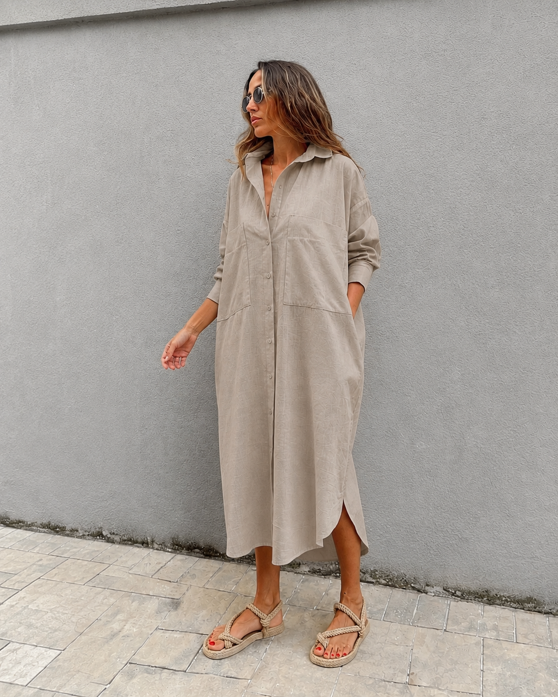 Linen shirt dress