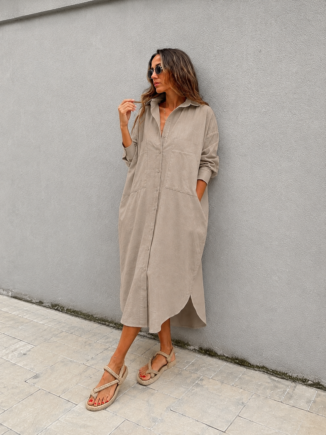 Linen shirt dress
