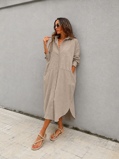 Linen shirt dress