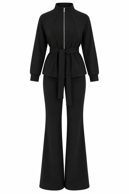 Toledo Tie-Up Jacket with Trouser Set - black