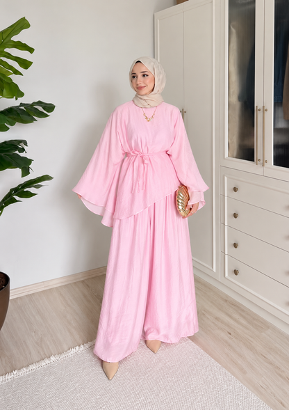 Soft Petal Tie-Waist Set - baby pink