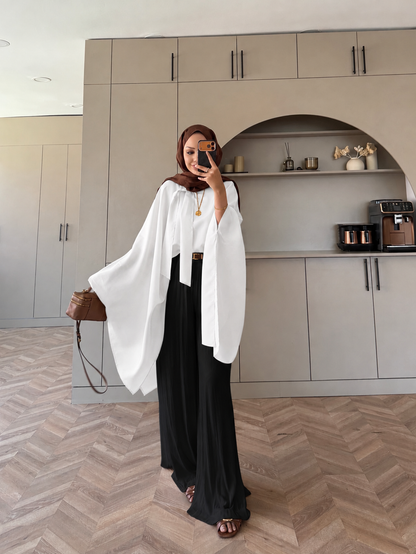 Cape Silky Textured Crepe Blouse