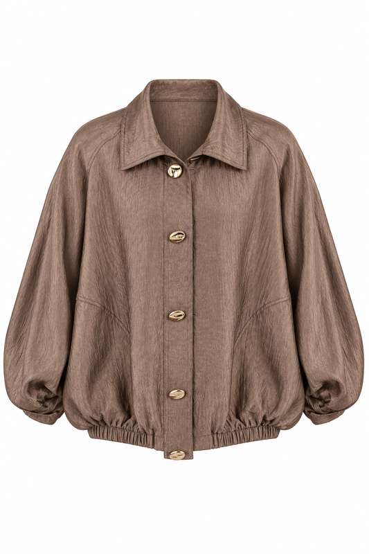 Jacquard Bomber Jacket -Mocha Taupe
