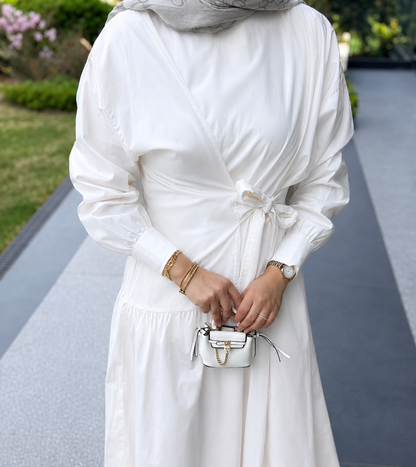 Dress with tied details -white