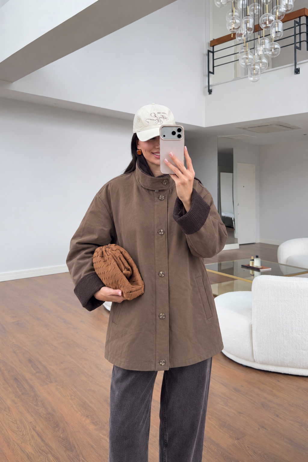 Gabardine jacket Contrasting corduroy collar and sleeve cuffs - brown