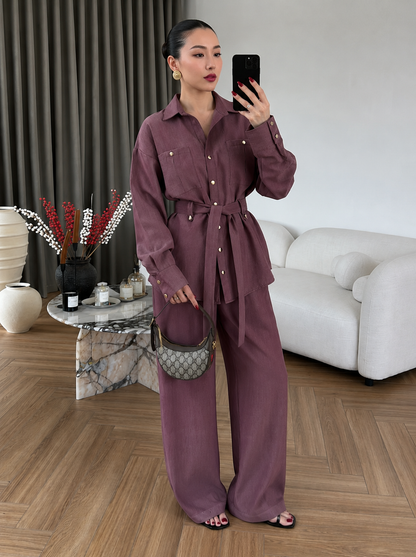Paradox gold Buttons Tencel Set - burgundy