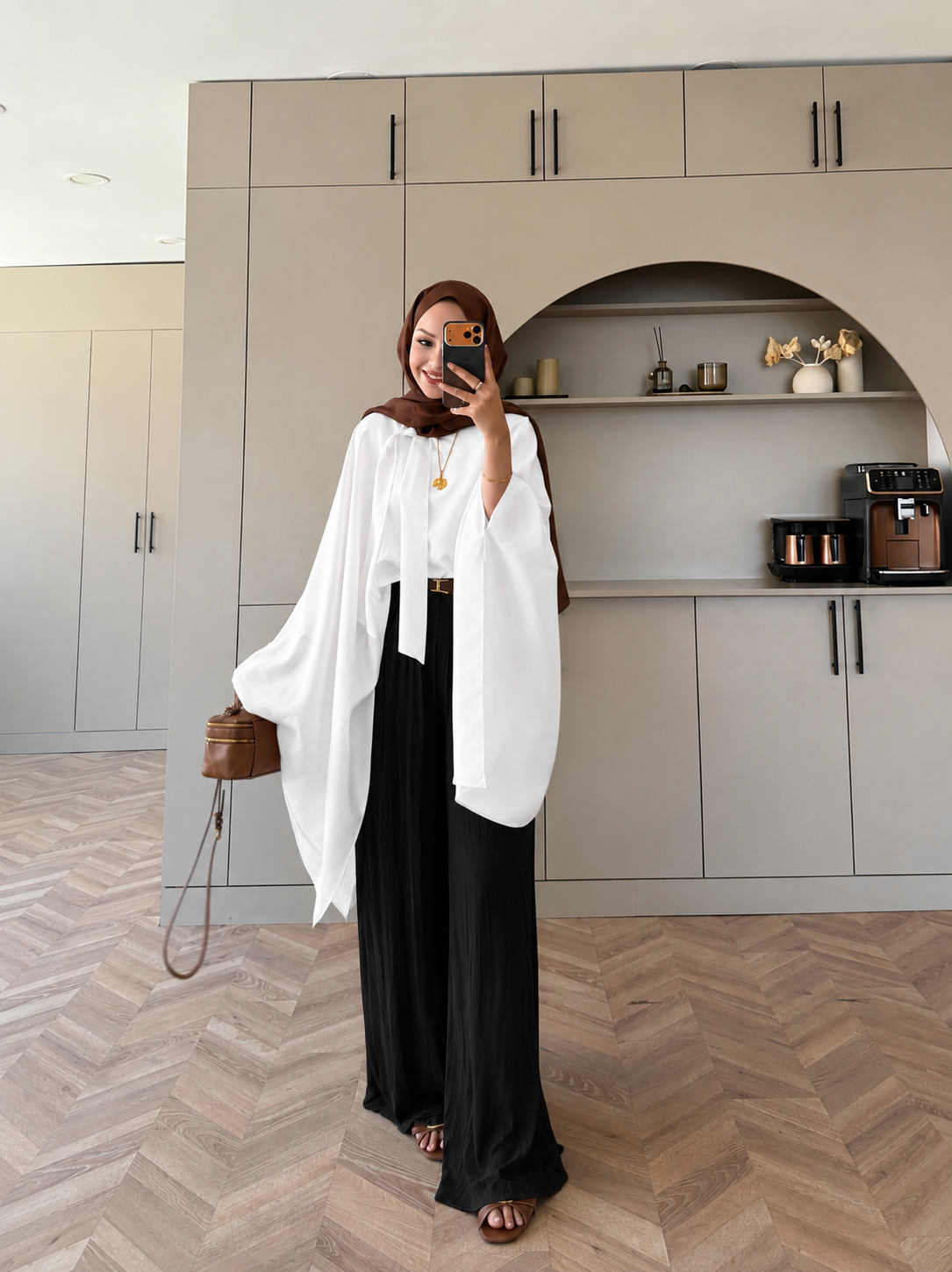 Cape Silky Textured Crepe Blouse