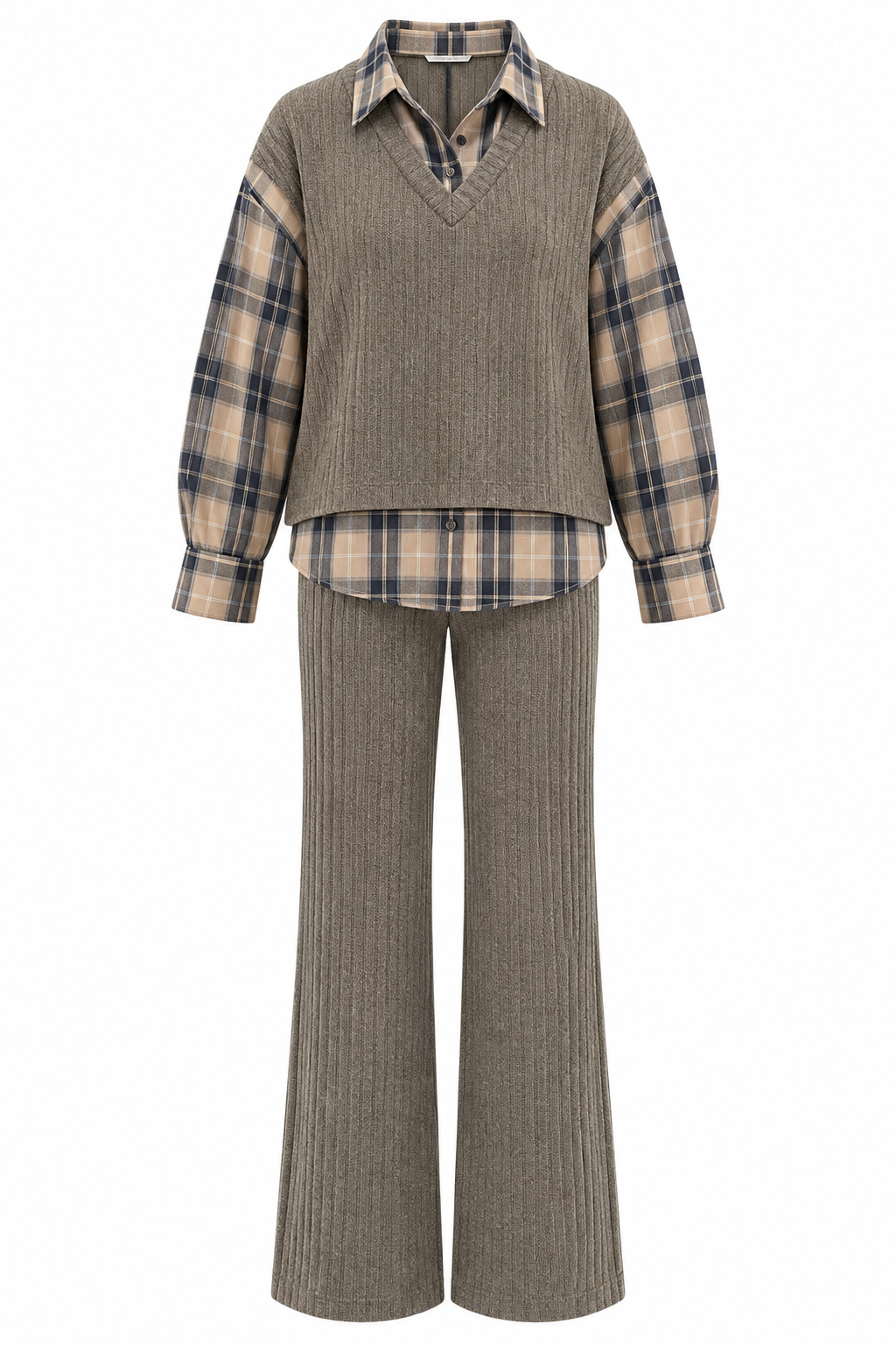 Shirt Detailed Knitted Trouser Set