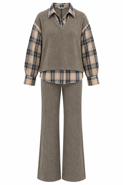 Shirt Detailed Knitted Trouser Set