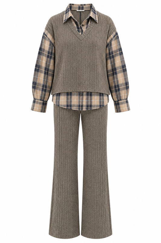 Shirt Detailed Knitted Trouser Set