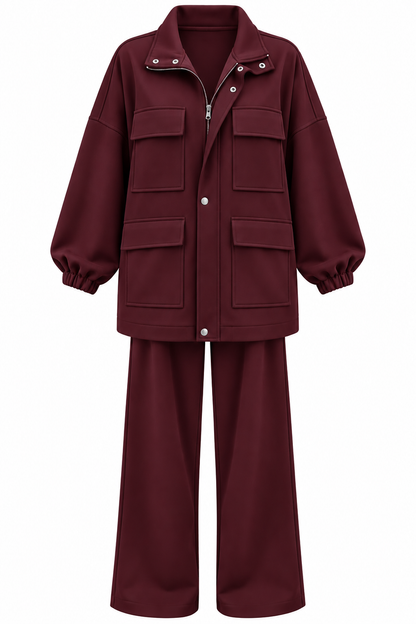 Mia Design Scuba oversized Set burgundy