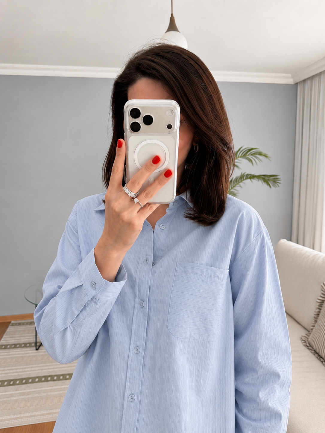 Striped poplin shirt with pocket