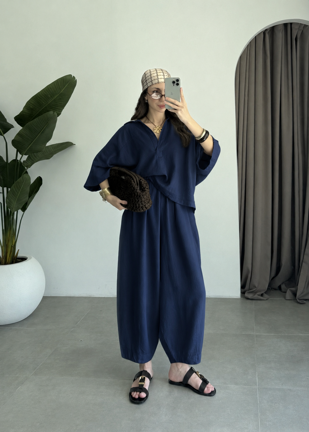 Oysho model linen co-ord set