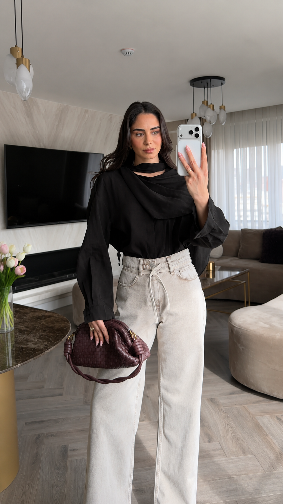 Voile shirt with scarf details