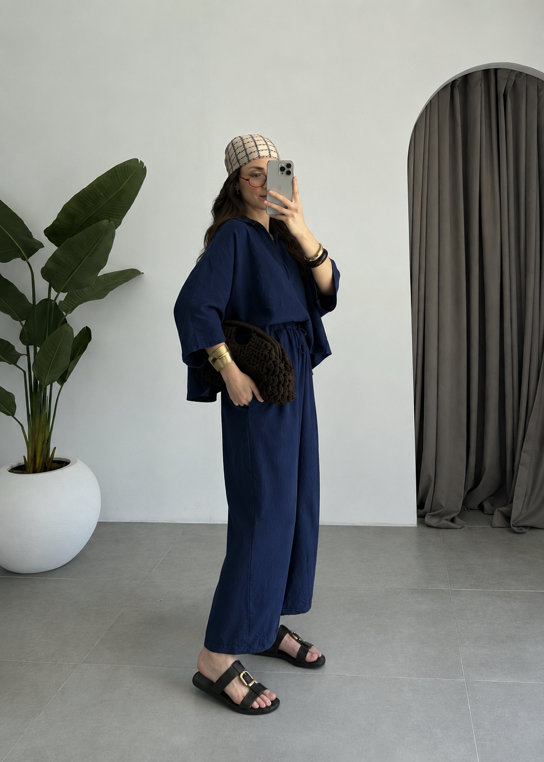 Oysho model linen co-ord set