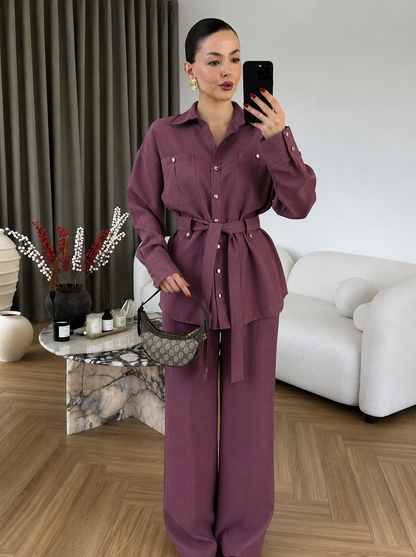 Paradox gold Buttons Tencel Set - burgundy