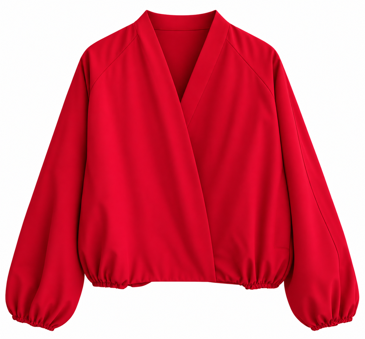 Double-breasted red bomber jacket