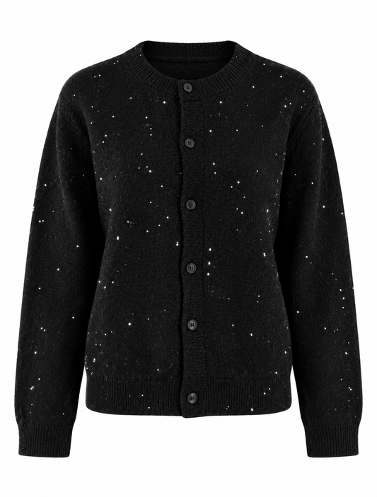 Wool cardigan with glitter pieces