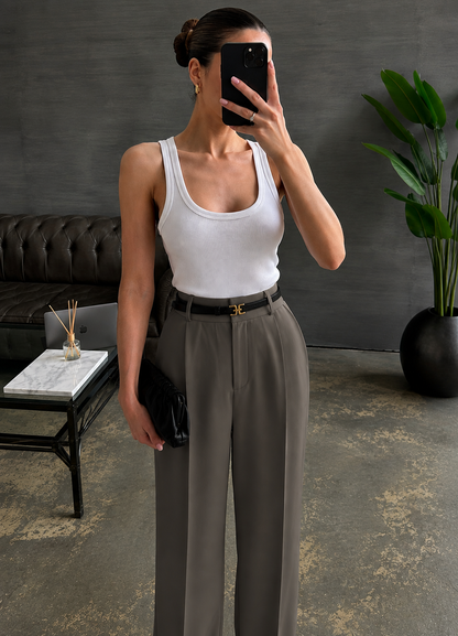 Wide Leg trouser  - Dark Taupe