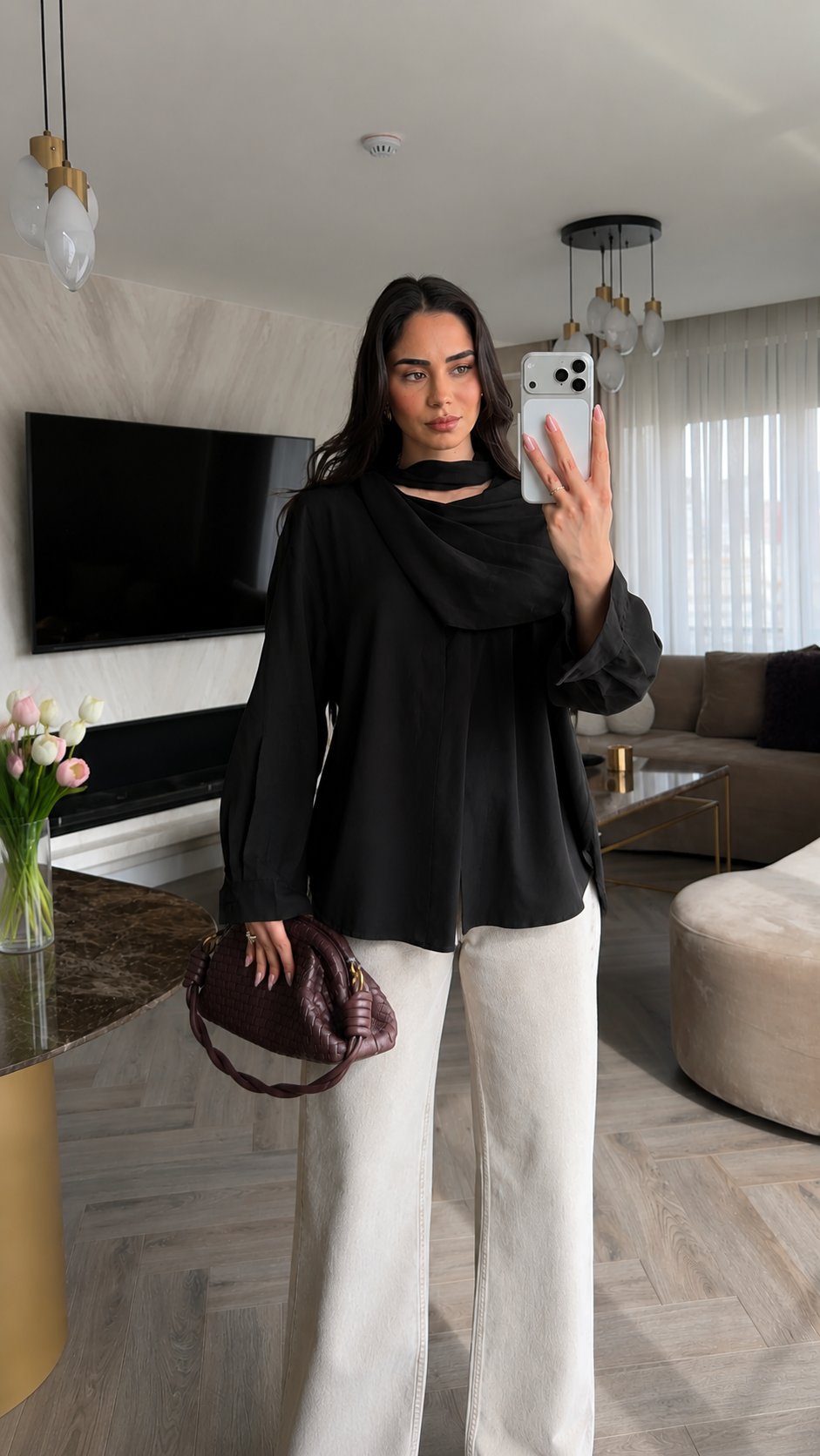 Voile shirt with scarf details