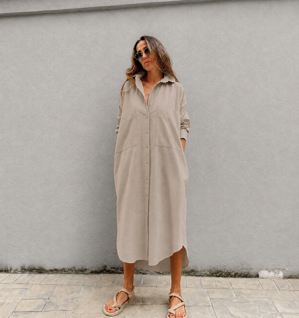 Linen shirt dress