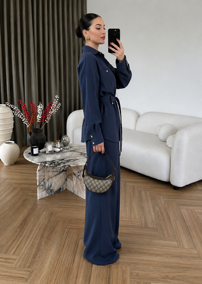 Paradox gold Buttons Tencel Set - navy blue