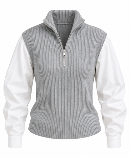 Zara knitted jumper with cotton sleeves