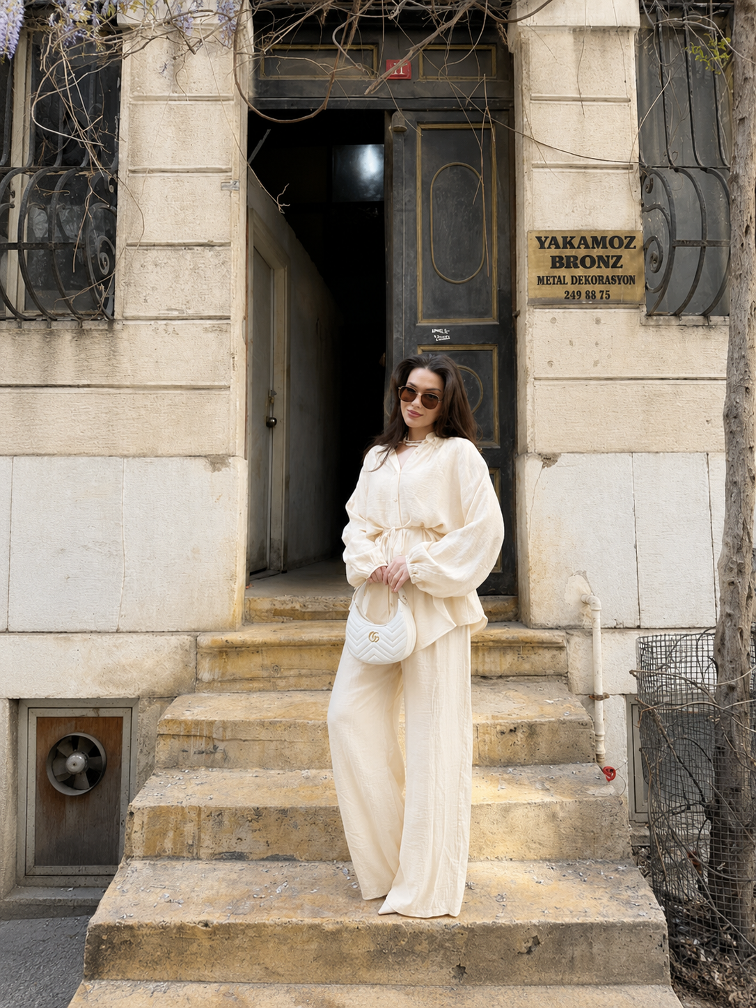 Textured Charmeuse fabric co-ord set-cream