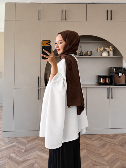 Cape Silky Textured Crepe Blouse