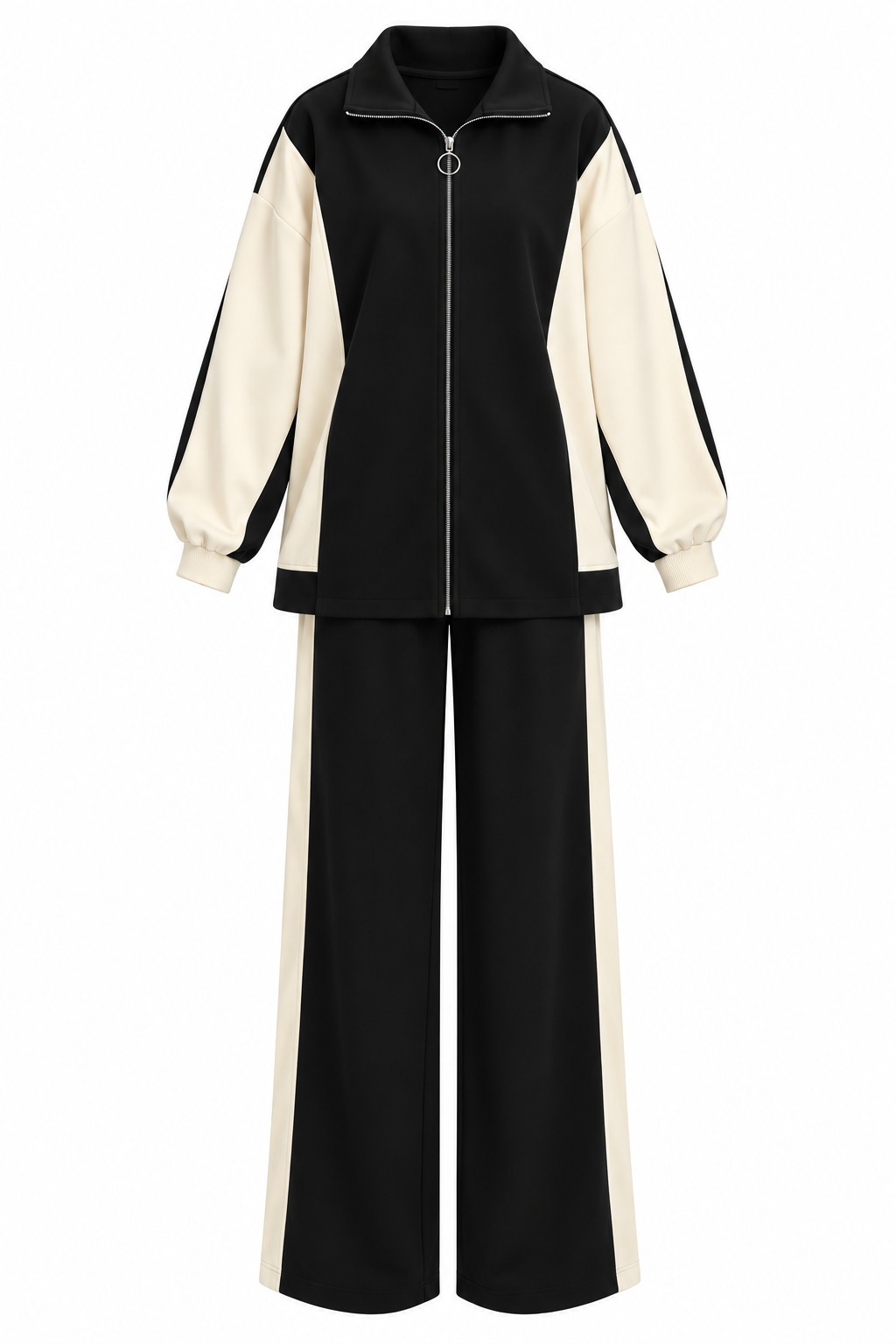 Contrast Oysho fabric tracksuit- black