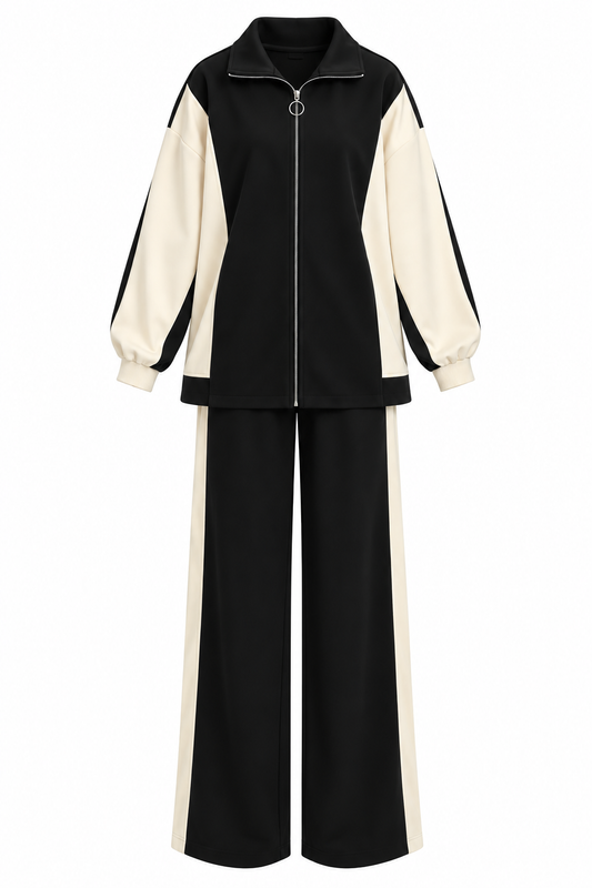 Contrast Oysho fabric tracksuit- black